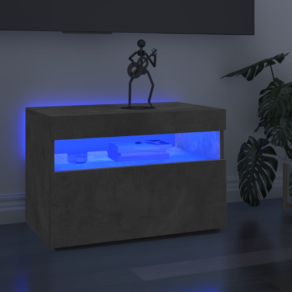 vidaXL Szafka pod TV z owietleniem LED, szaro betonu, 60x35x40 cm