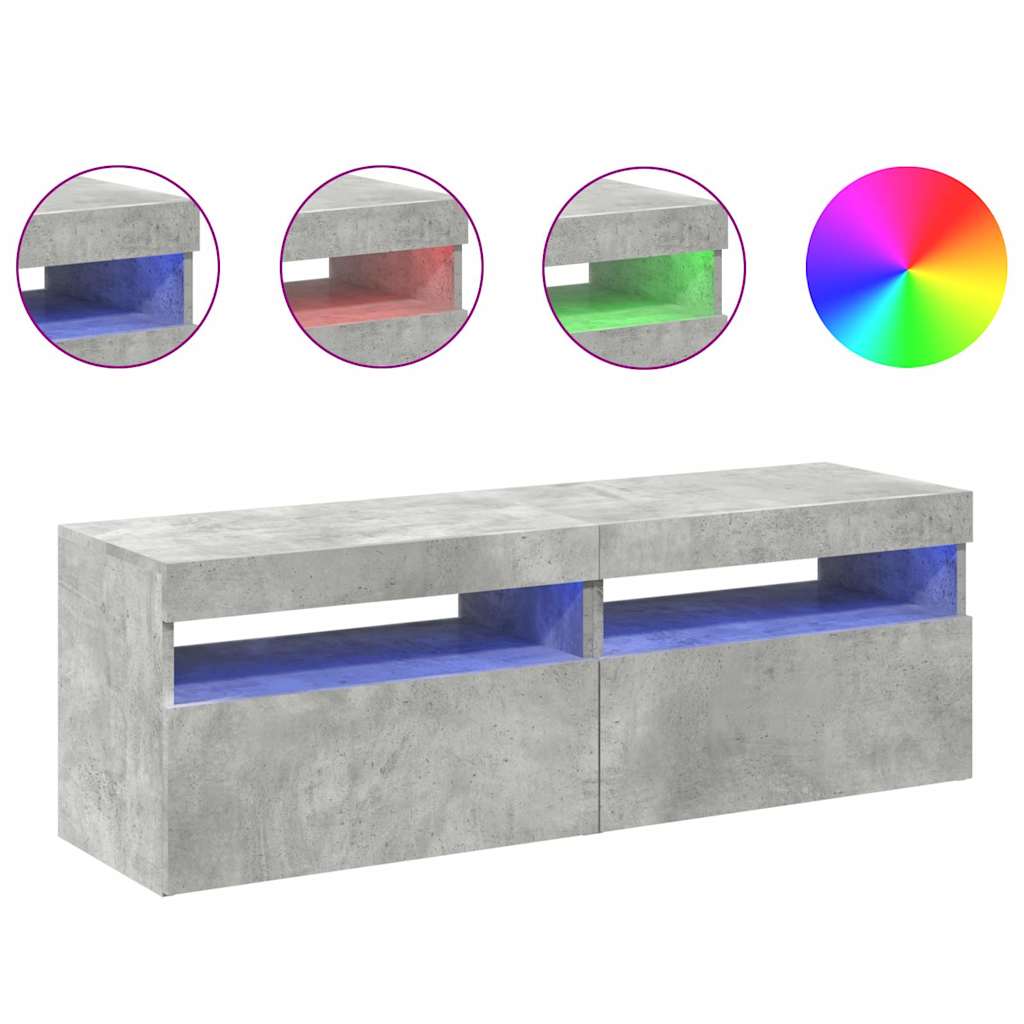 

vidaXL Tv-meubelen 2 st met LED-verlichting 60x35x40 cm betongrijs