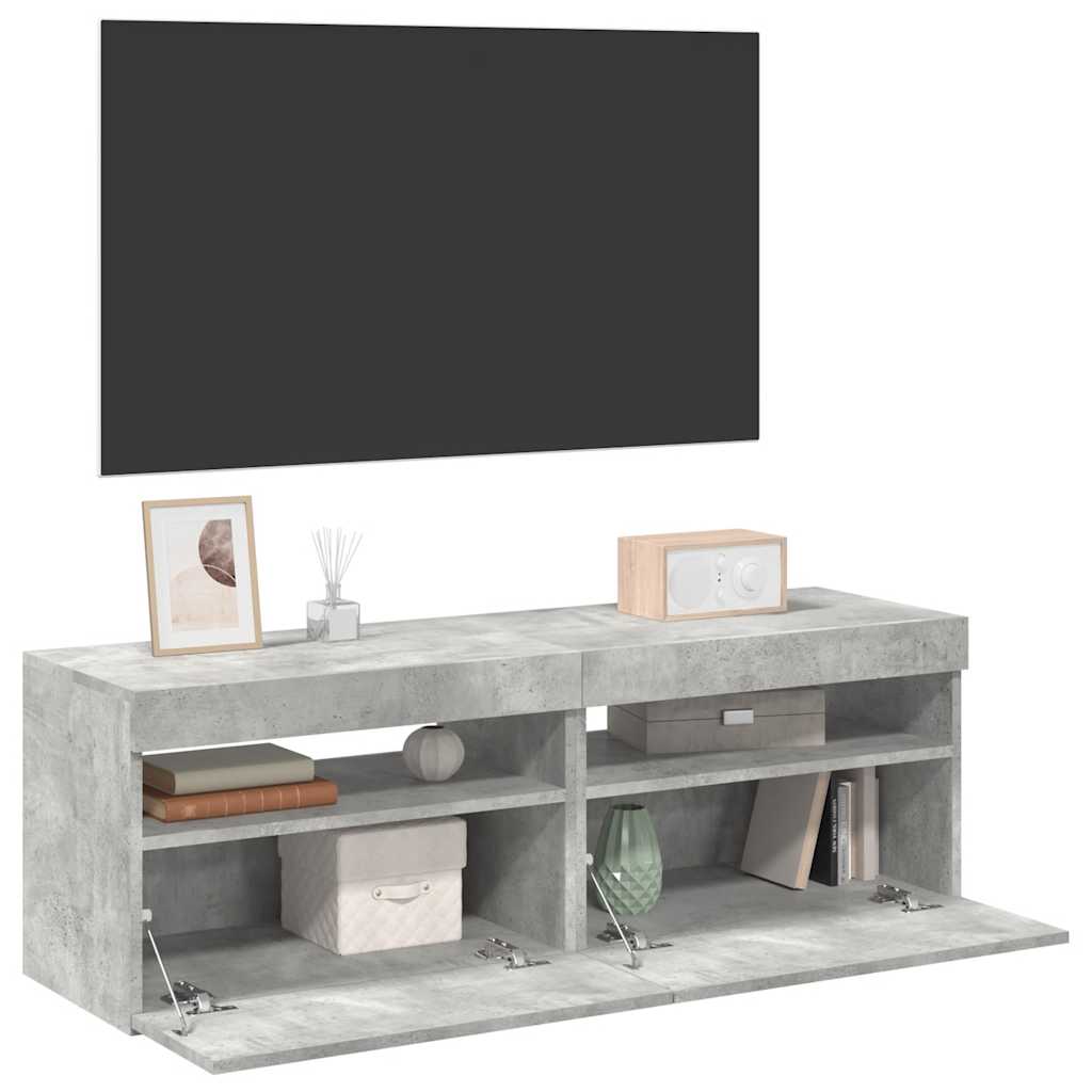 vidaXL Szafki TV z LED, 2 szt., szaro betonu, 60x35x40 cm