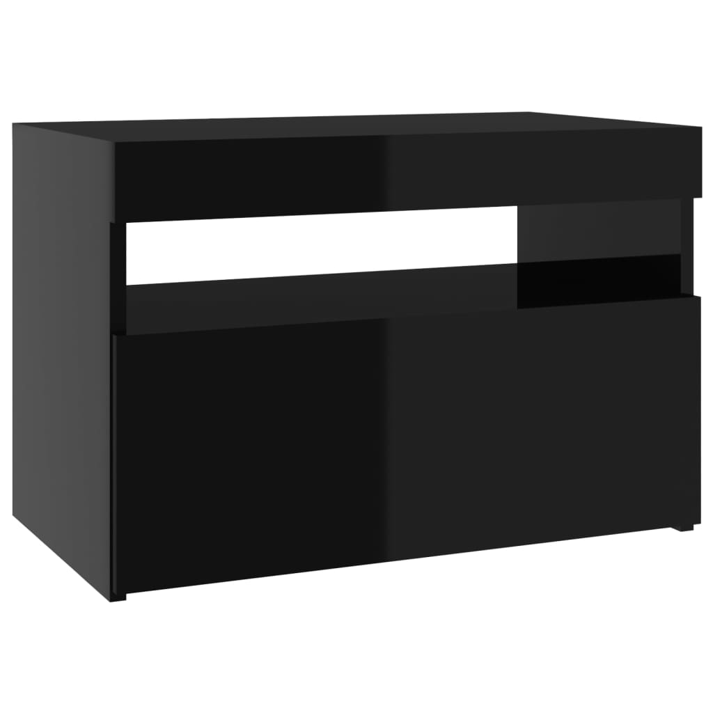 vidaXL TV-Schrank mit LED-Leuchten Hochglanz-Schwarz 60x35x40 cm