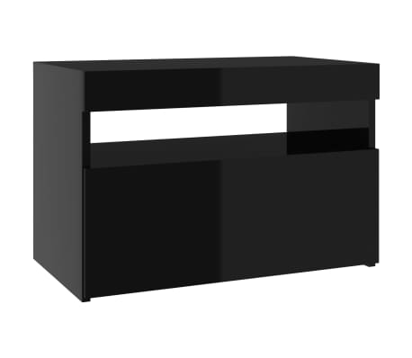 vidaXL TV-Schrank mit LED-Leuchten Hochglanz-Schwarz 60x35x40 cm