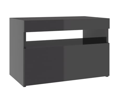 vidaXL TV-Schrank mit LED-Leuchten Hochglanz-Grau 60x35x40 cm