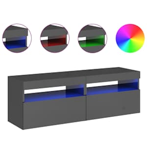 vidaXL Έπιπλα Τηλεόρασης με LED 2 τεμ. Γυαλιστερό Γκρι 60x35x40 εκ.