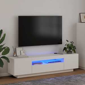 TV omarica z LED lučkami bela 160x35x40 cm