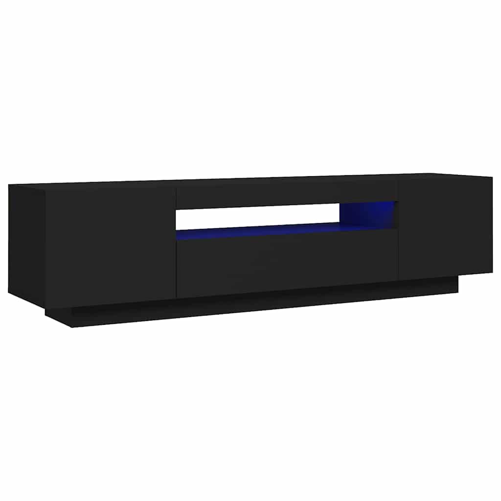 

vidaXL TV Cabinet with LED Lights Black 63"x14"x16"