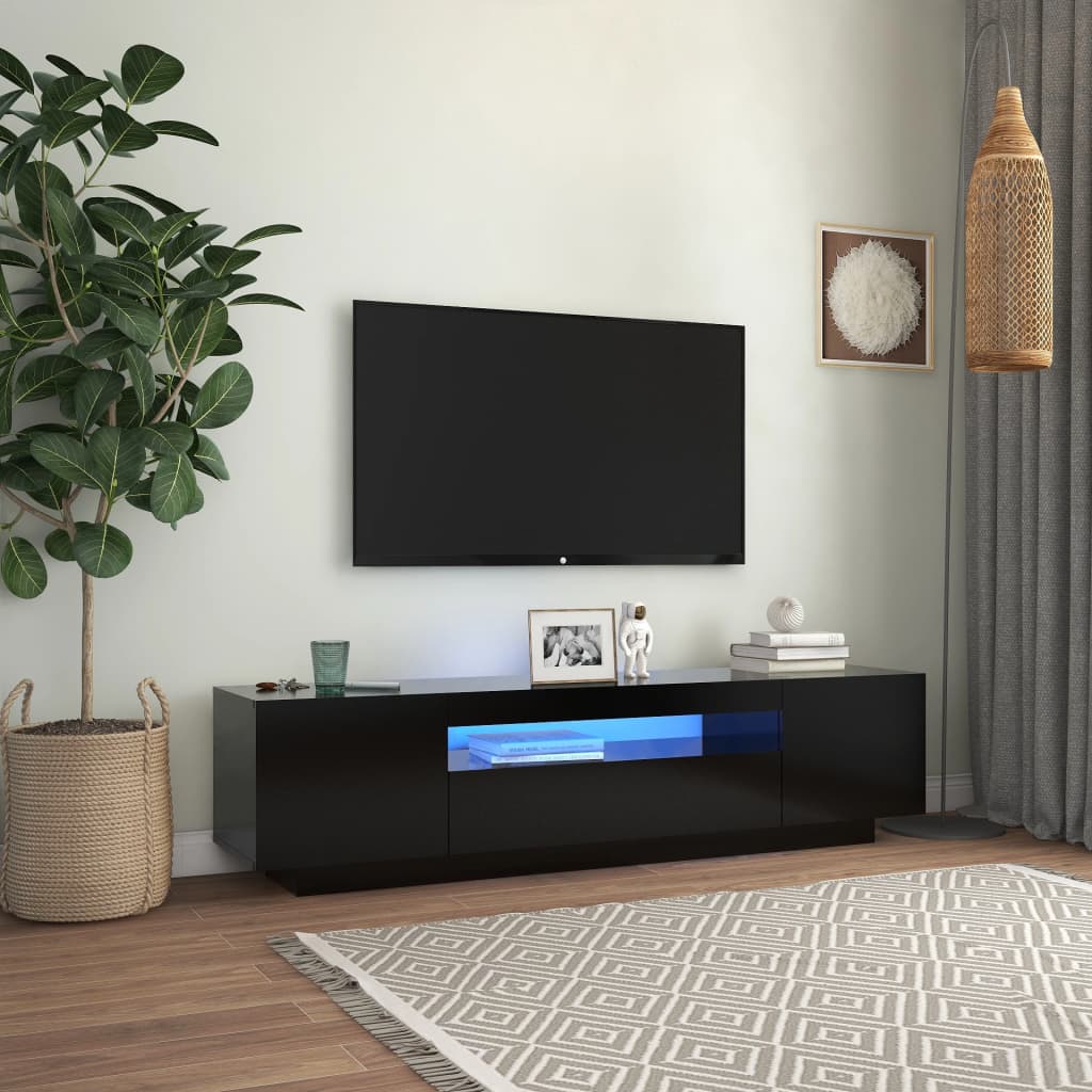 Bestier - Support TV de 160 cm avec lumière LED, meuble TV moderne avec  étagères en verre, couleur marbre : : Cuisine et Maison