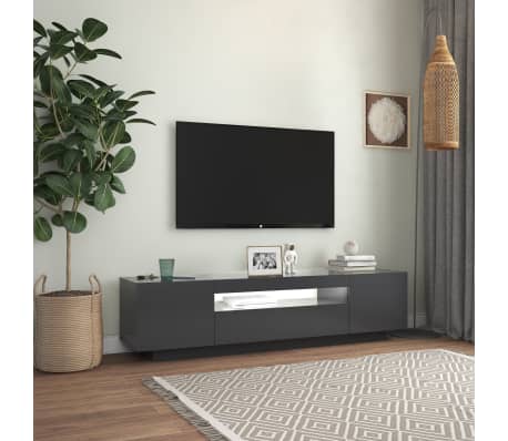 vidaXL Meuble TV avec lumières LED gris 160x35x40 cm