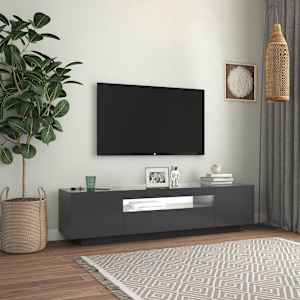 vidaXL Televizoriaus spintelė su LED apšvietimu, pilka, 160x35x40cm