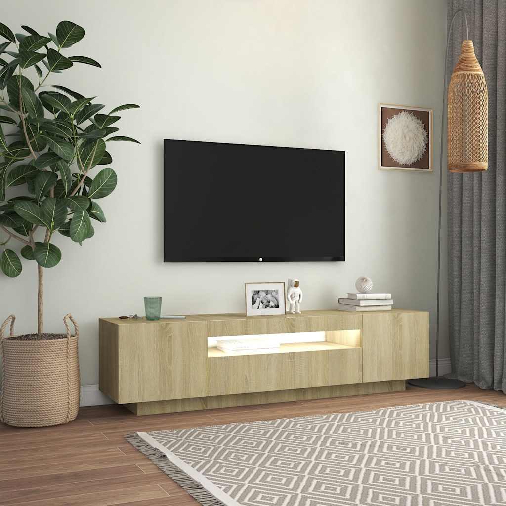 vidaXL TV skrinka s LED svetlami dub sonoma 160x35x40 cm