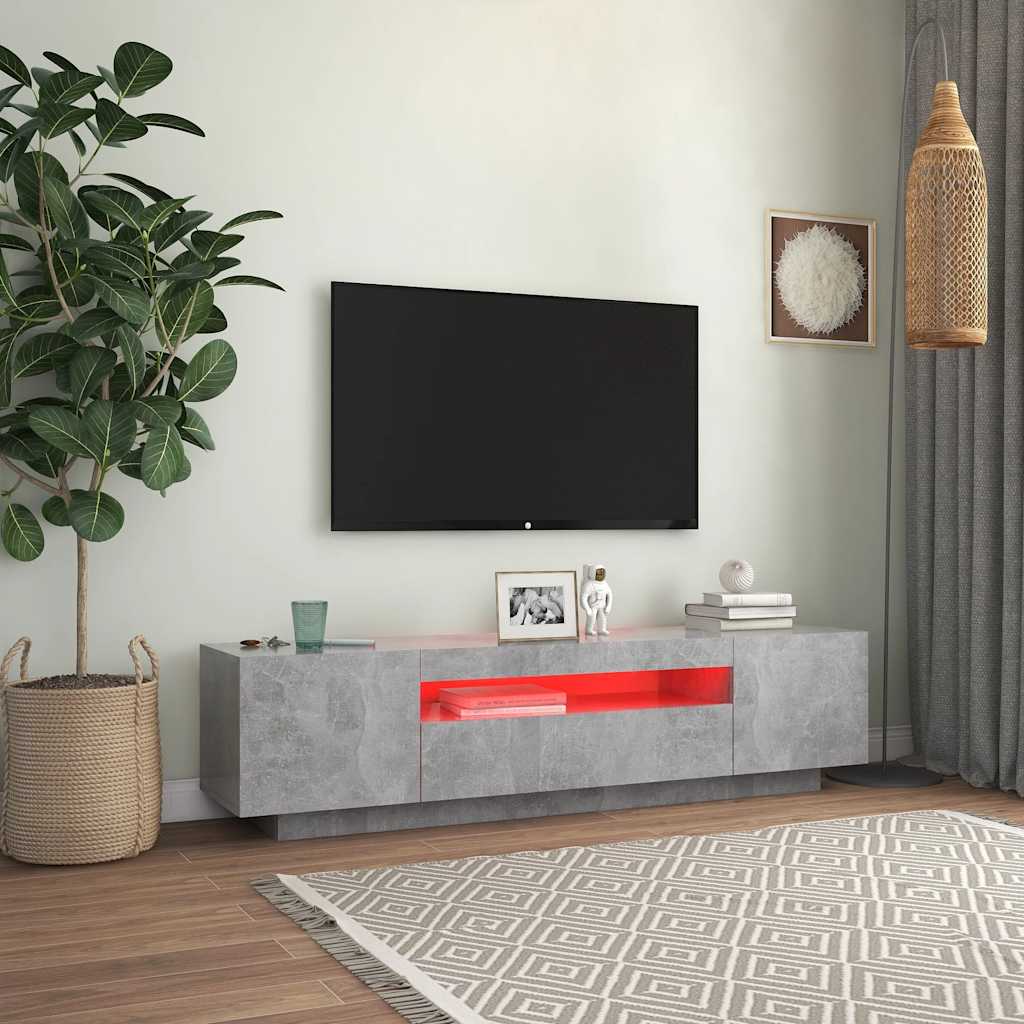 vidaXL TV skrinka s LED svetlami betónovosivá 160x35x40 cm