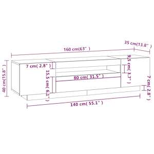 TV skříňka s LED osvětlením betonově šedá 160x35x40 cm - obrázek 16
