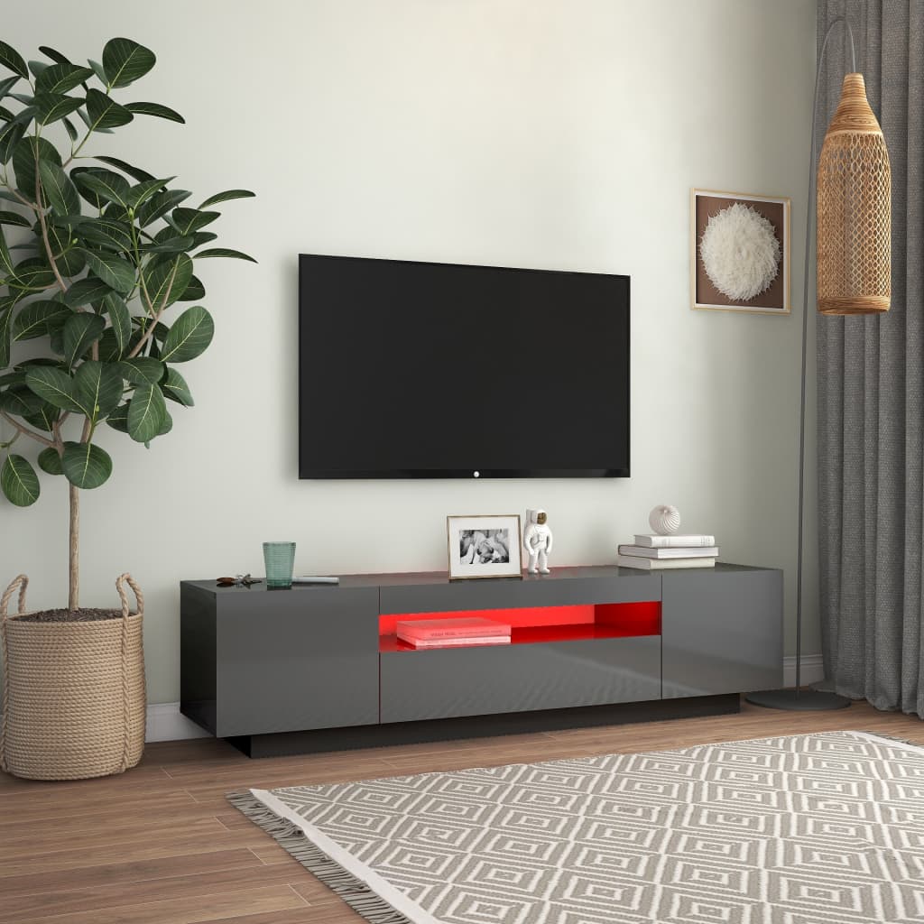 

vidaXL Tv-meubel met LED-verlichting 160x35x40 cm hoogglans grijs