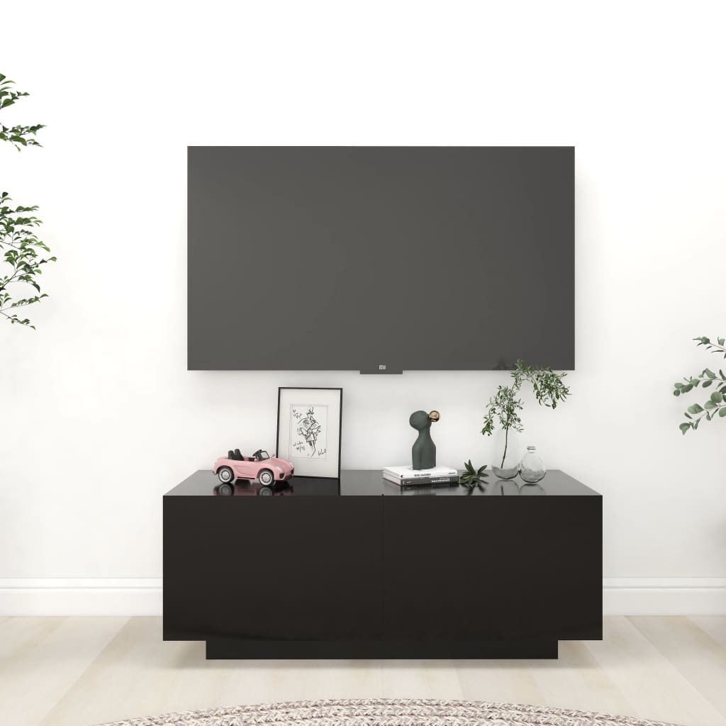 vidaXL Szafka pod TV, czarna, 100x35x40 cm, materia drewnopochodny