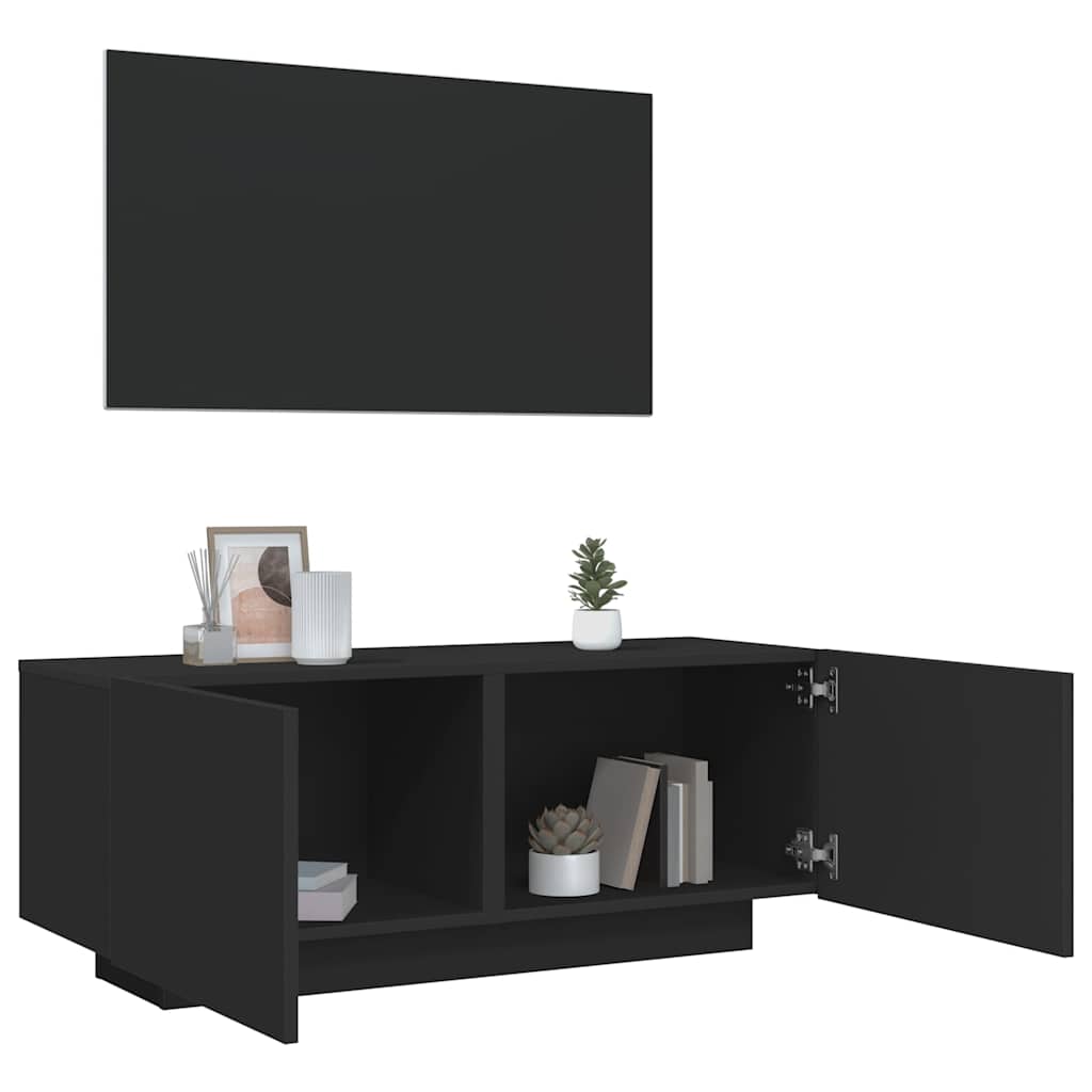 TV-benk svart 100x35x40 cm sponplate