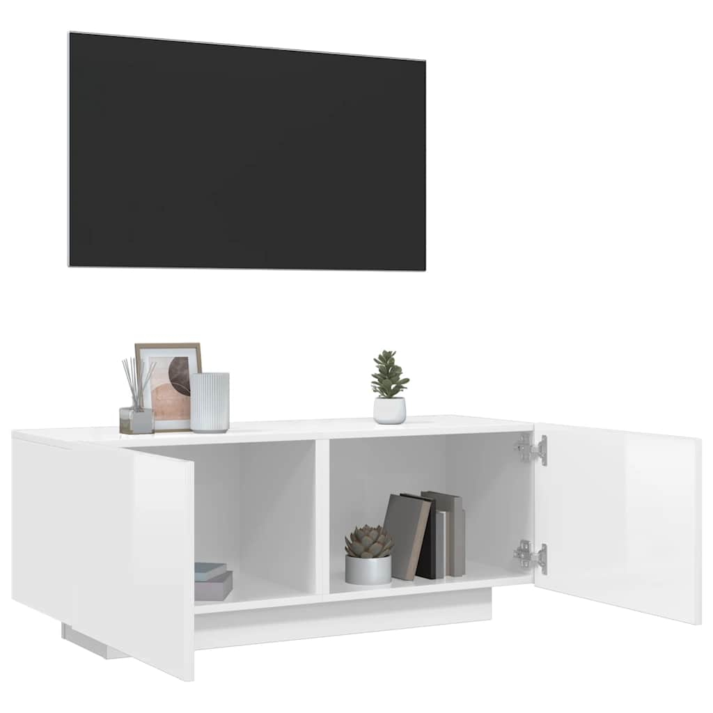 vidaXL TV-Schrank Hochglanz-Weiß 100x35x40 cm Holzwerkstoff