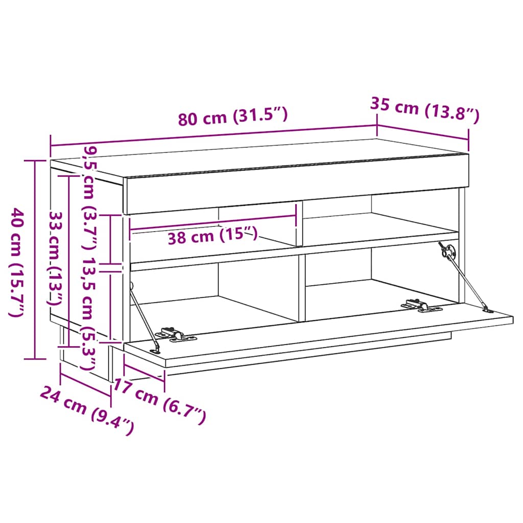 TV skříňka s LED osvětlením bílá 80 x 35 x 40 cm - obrázek 16