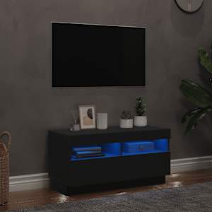 TV skříňka s LED osvětlením černá 80 x 35 x 40 cm - obrázek 1