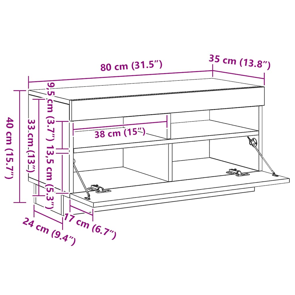 TV skříňka s LED osvětlením betonově šedá 80 x 35 x 40 cm - obrázek 16