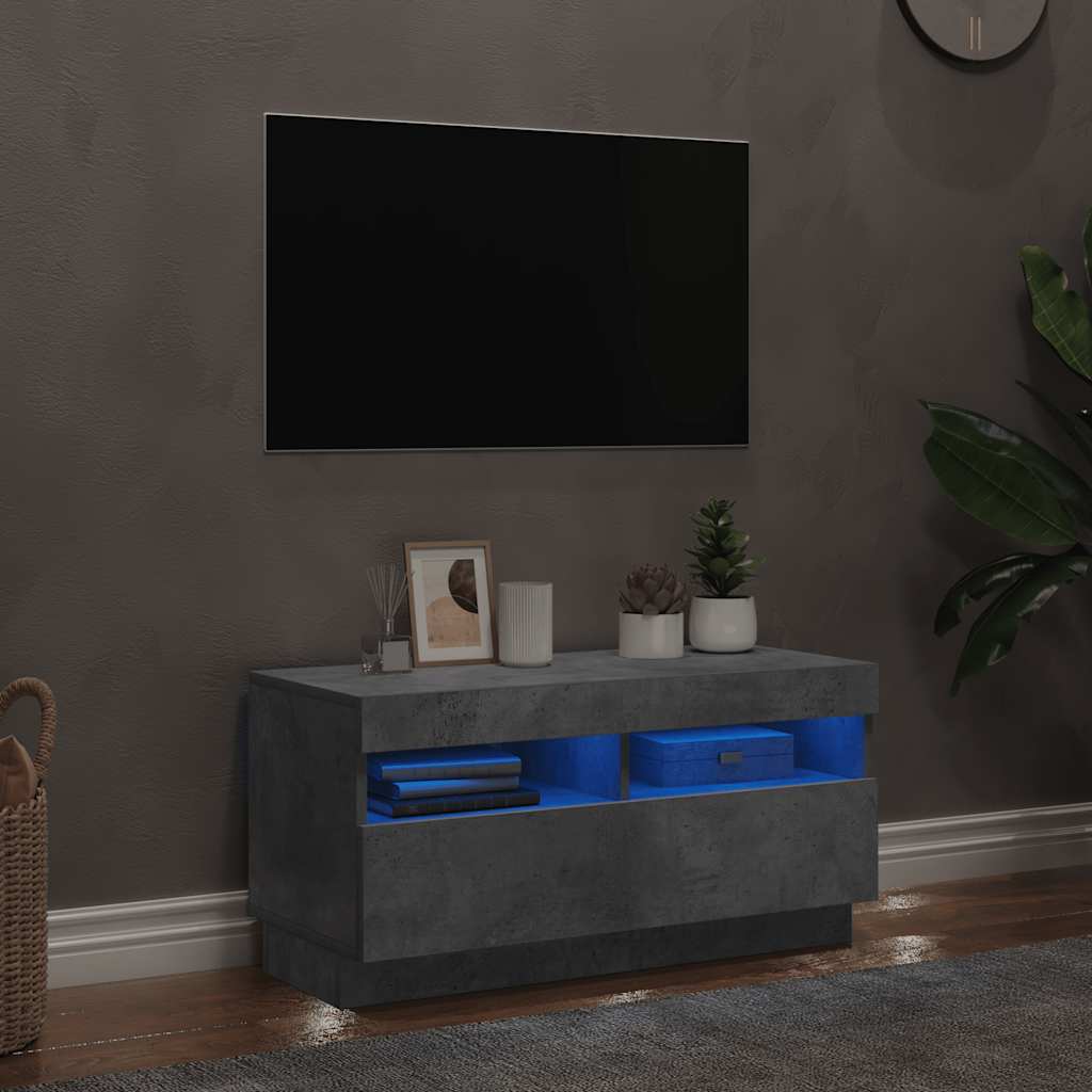 vidaXL Szafka pod TV z owietleniem LED, szaro betonu, 80x35x40 cm