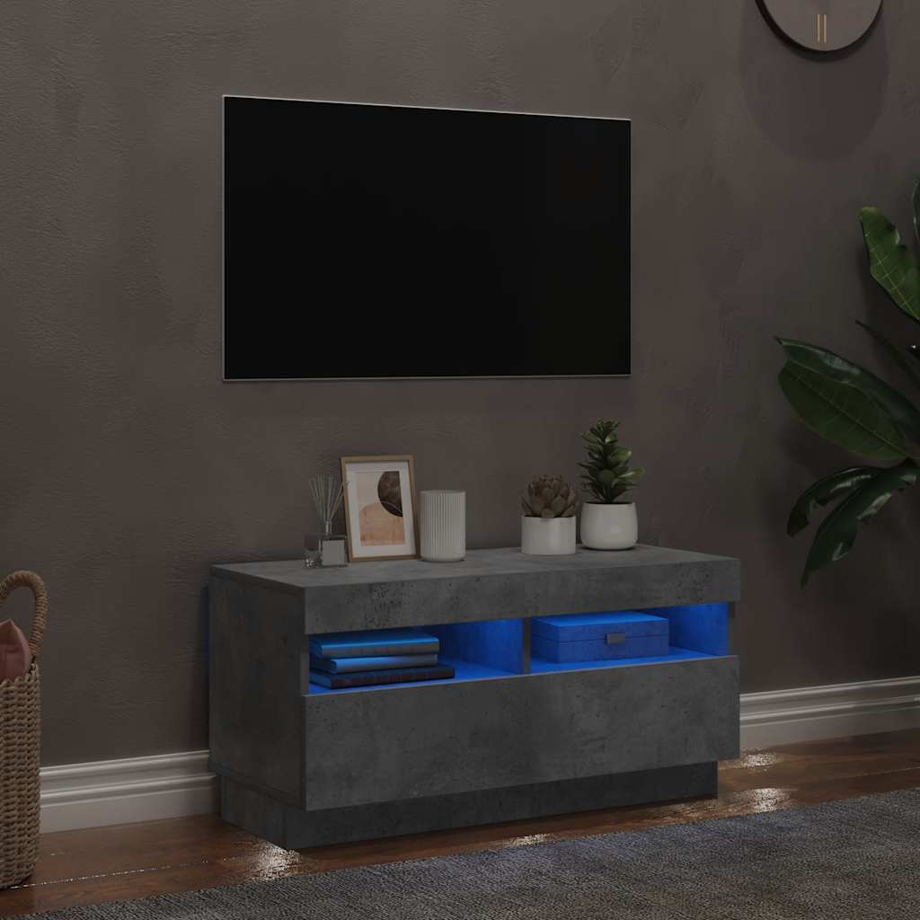 vidaXL Szafka pod TV z owietleniem LED, szaro betonu, 80x35x40 cm