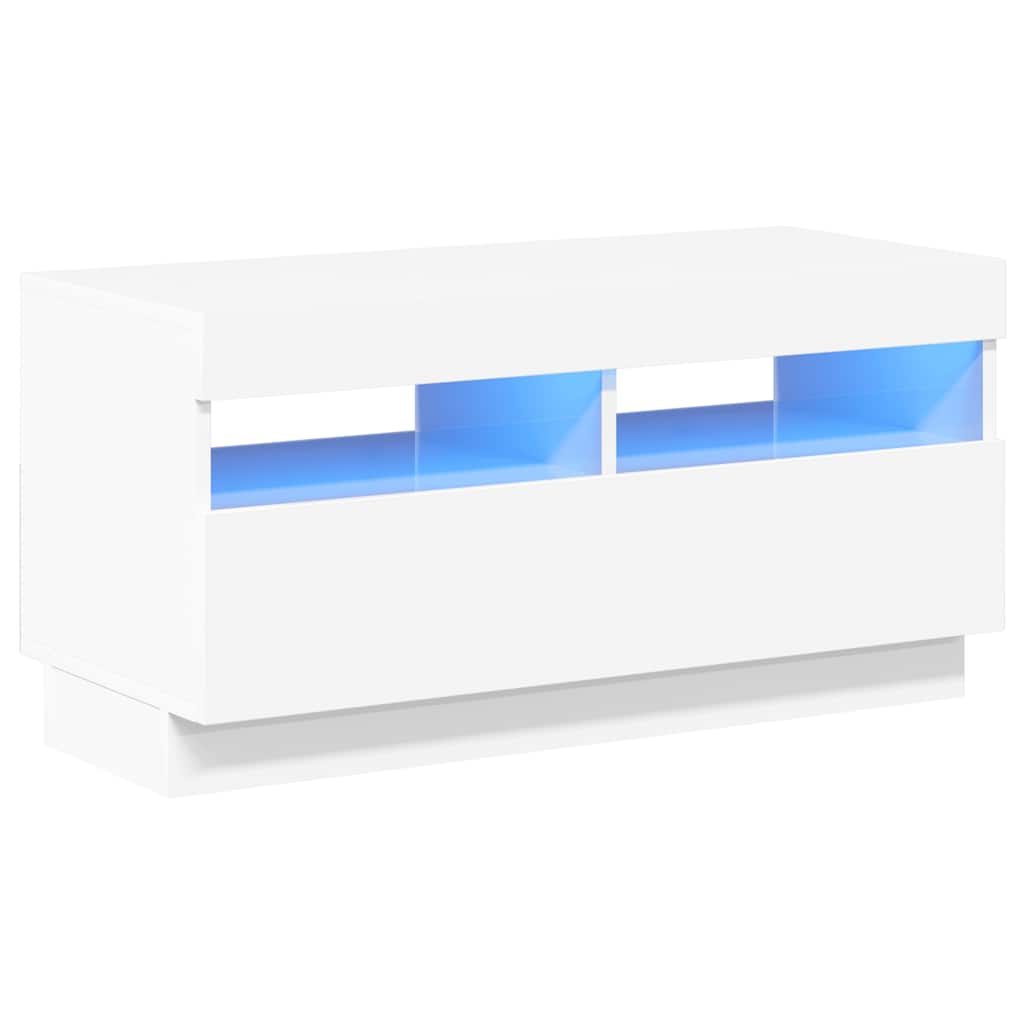 vidaXL TV skříňka s LED osvětlením bílá s vysokým leskem 80x35x40 cm