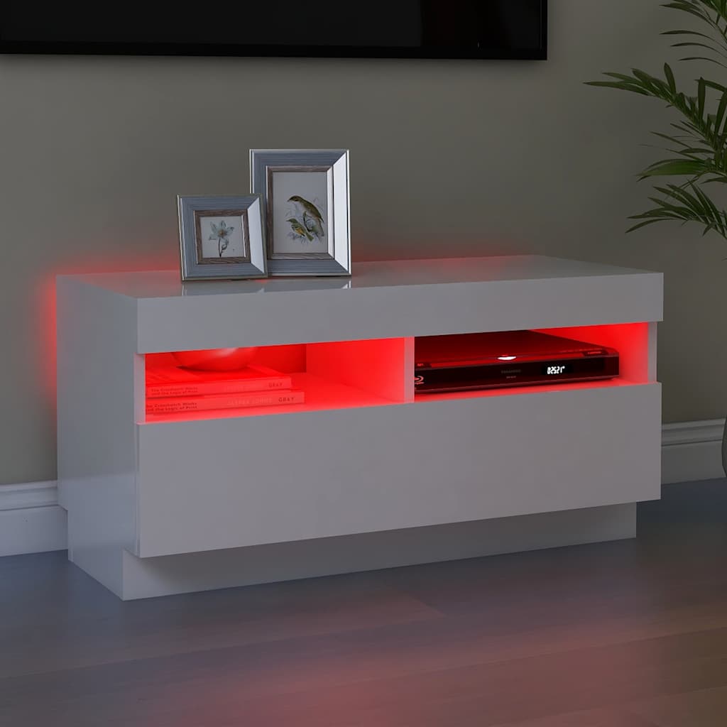 Thumbnail - vidaXL TV-Schrank mit LED-Leuchten Hochglanz-Weiß 80x35x40 cm