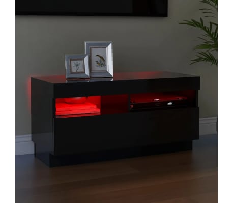 vidaXL Tv-meubel met LED-verlichting 80x35x40 cm hoogglans zwart