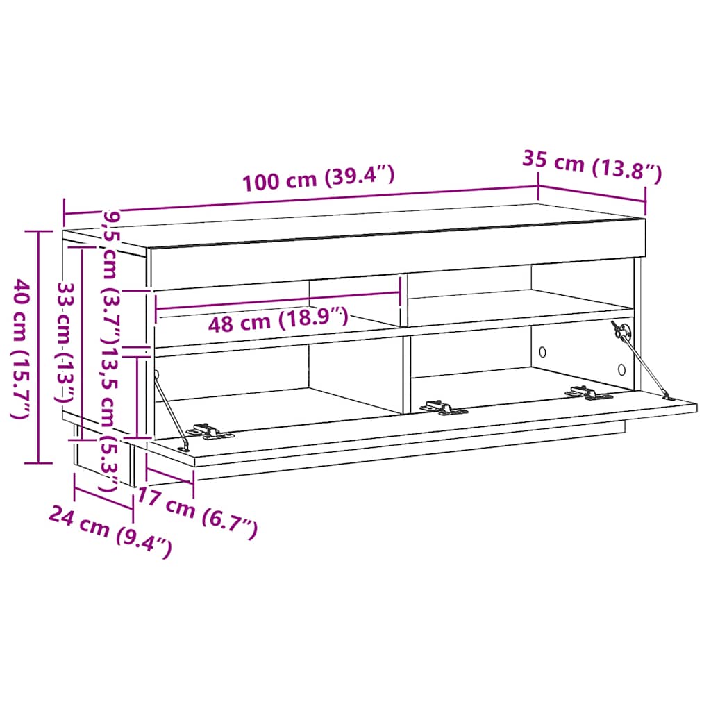 TV skříňka s LED osvětlením bílá 100 x 35 x 40 cm - obrázek 17