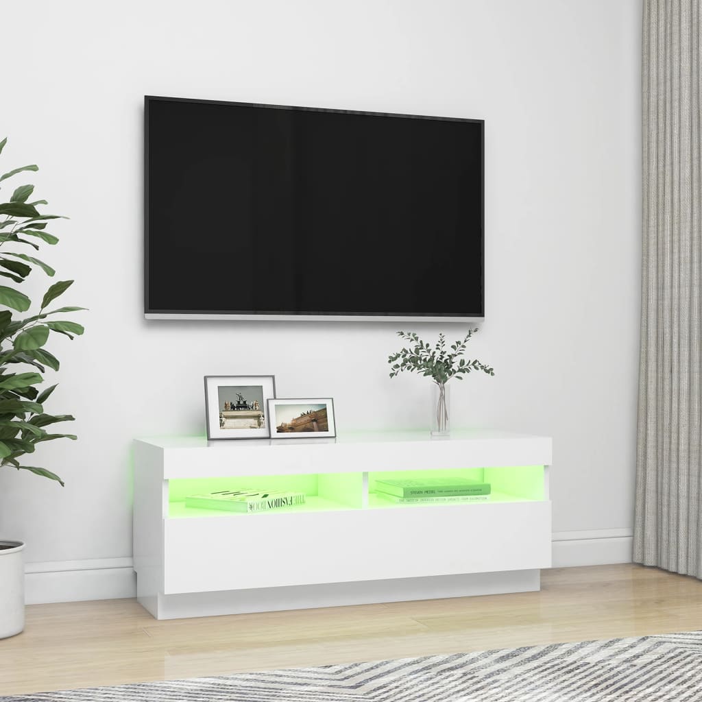 Meuble TV avec lumières LED Blanc 100x35x40 cm | meublestv.fr 5