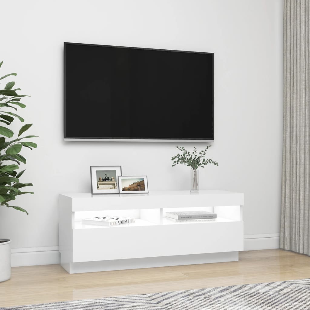 TV skříňka s LED osvětlením bílá 100 x 35 x 40 cm