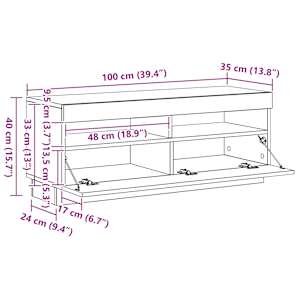 TV skříňka s LED osvětlením bílá 100 x 35 x 40 cm - obrázek 17