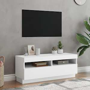 TV omarica z LED lučkami bela 100x35x40 cm
