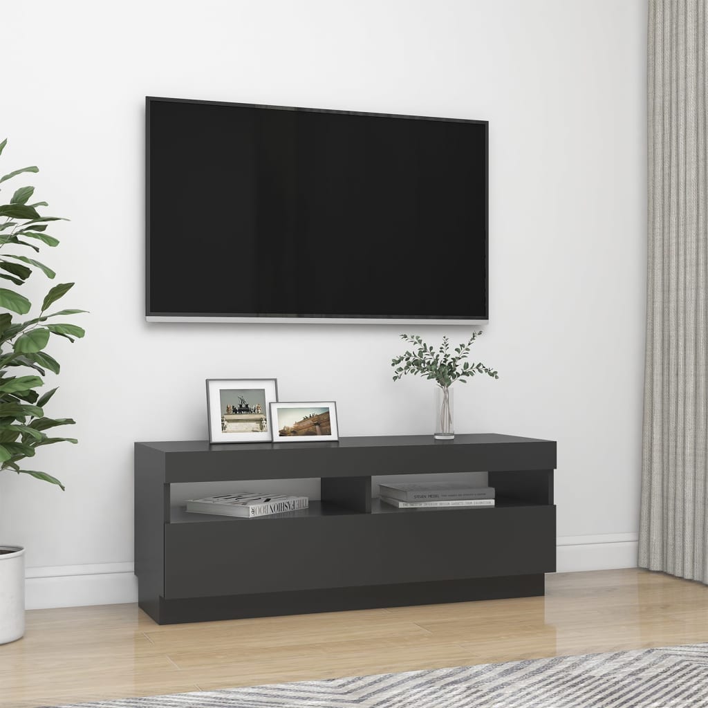 Tv-meubel met LED-verlichting 100x35x40 cm grijs