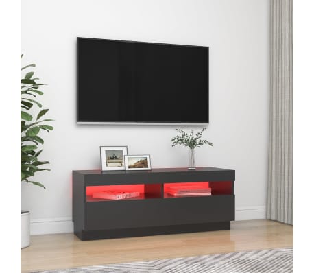 vidaXL TV Stand with LED Lights Gray 39.4"x13.8"x15.7"