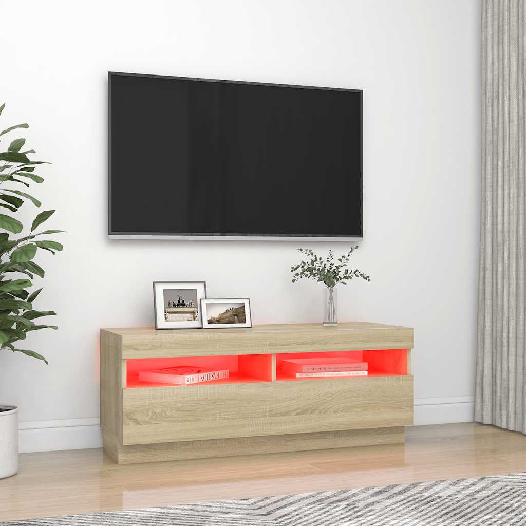

vidaXL Tv-meubel met LED-verlichting 100x35x40 cm sonoma eikenkleurig