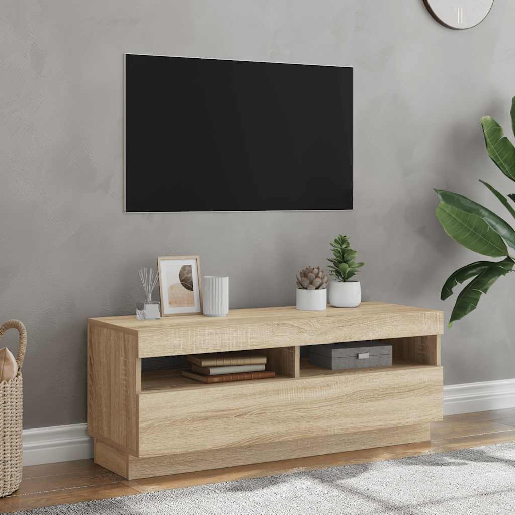 vidaXL Szafka TV z owietleniem LED, db sonoma, 100x35x40 cm