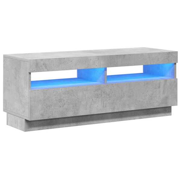 vidaXL telerialus LED-tuledega, betoonhall, 100 x 35 x 40 cm