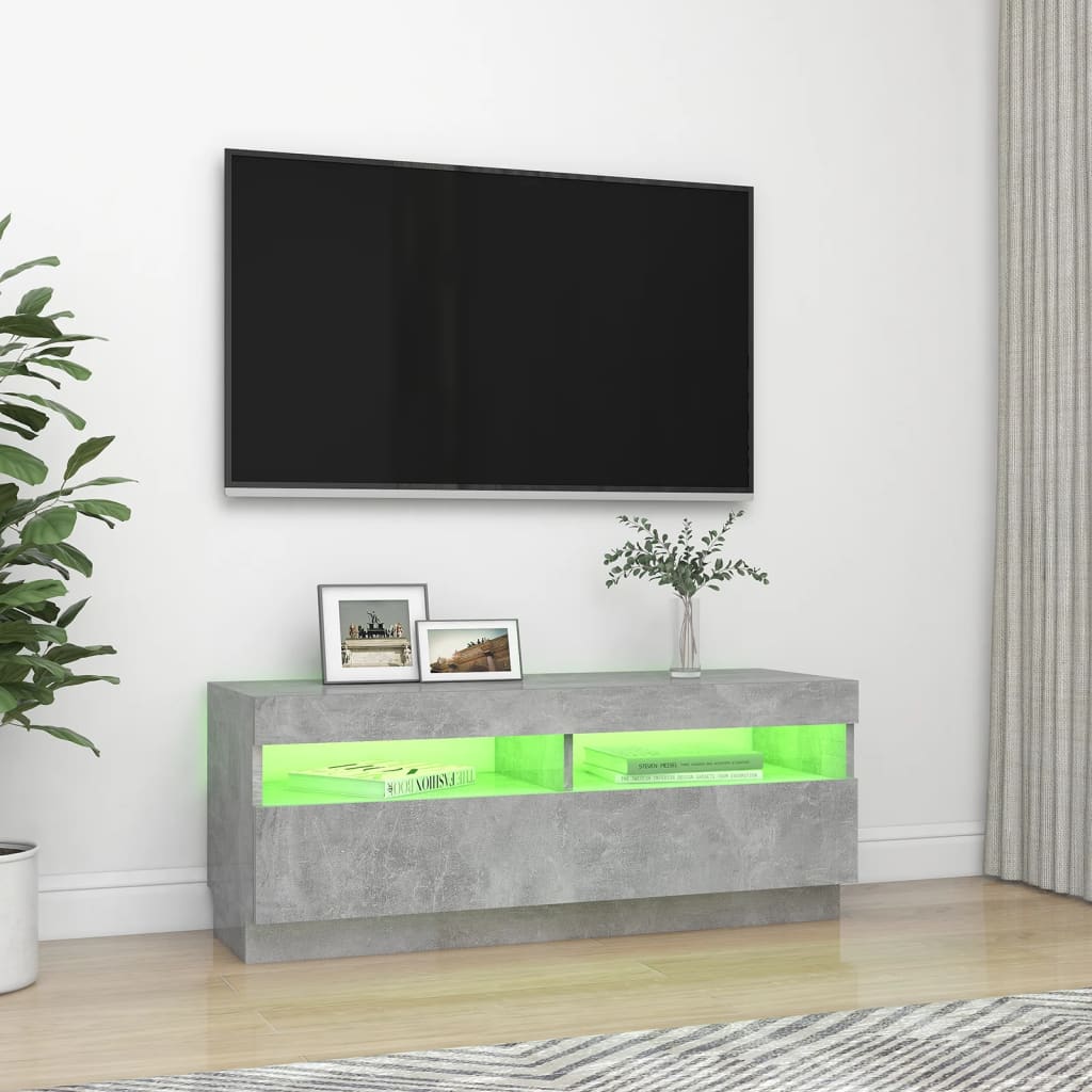 Meuble TV avec lumières LED Gris béton 100x35x40 cm | meublestv.fr 5