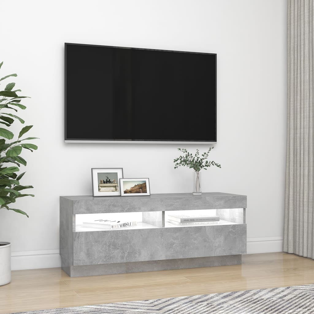 Meuble TV avec lumières LED Gris béton 100x35x40 cm | meublestv.fr 6