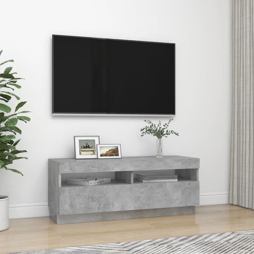 Meuble TV avec lumières LED Gris béton 100x35x40 cm | meublestv.fr 7