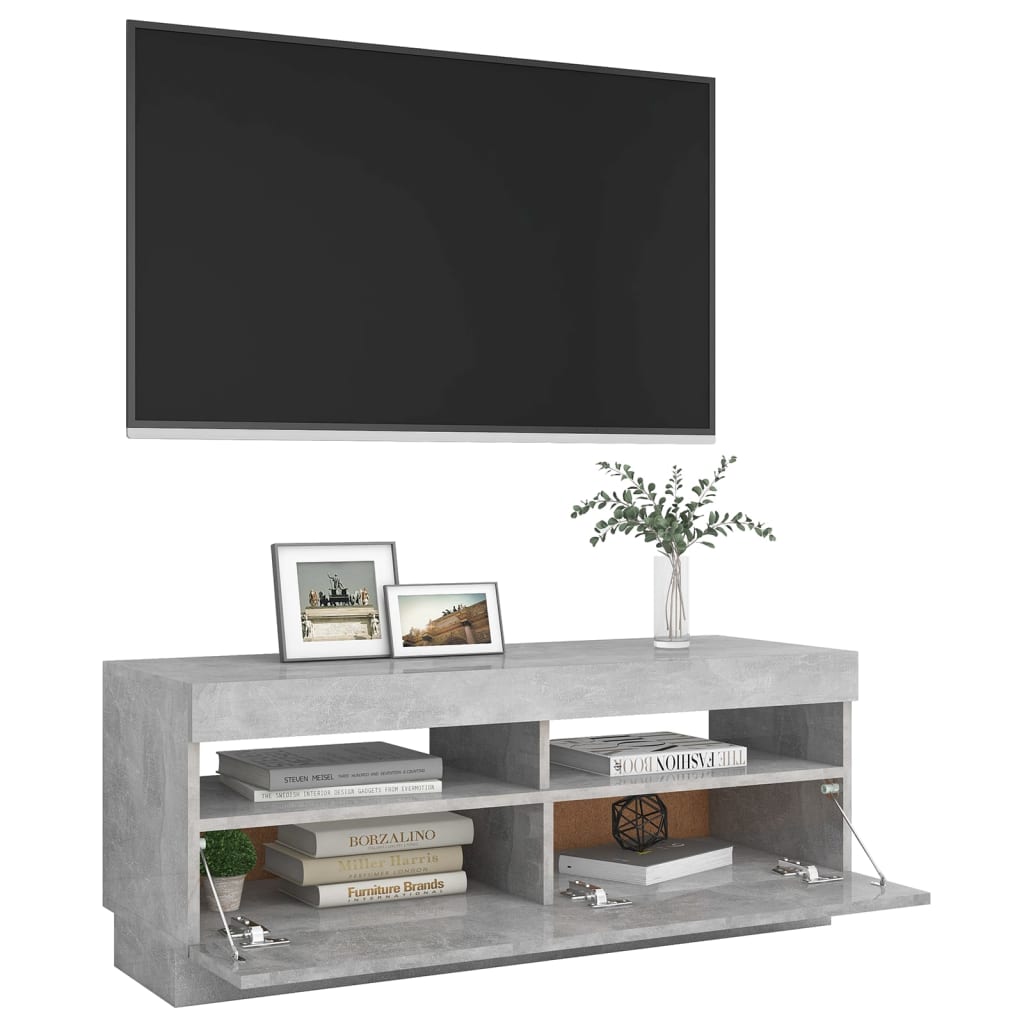 Meuble TV avec lumières LED Gris béton 100x35x40 cm | meublestv.fr 8