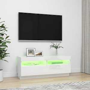 TV skříňka s LED osvětlením bílá s vysokým leskem 100x35x40 cm - obrázek 4
