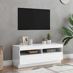 TV skříňka s LED osvětlením bílá s vysokým leskem 100x35x40 cm - obrázek 1