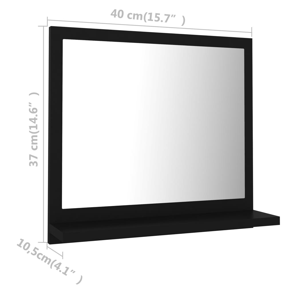 Badspiegel Schwarz 40×10,5×37 cm Spanplatte