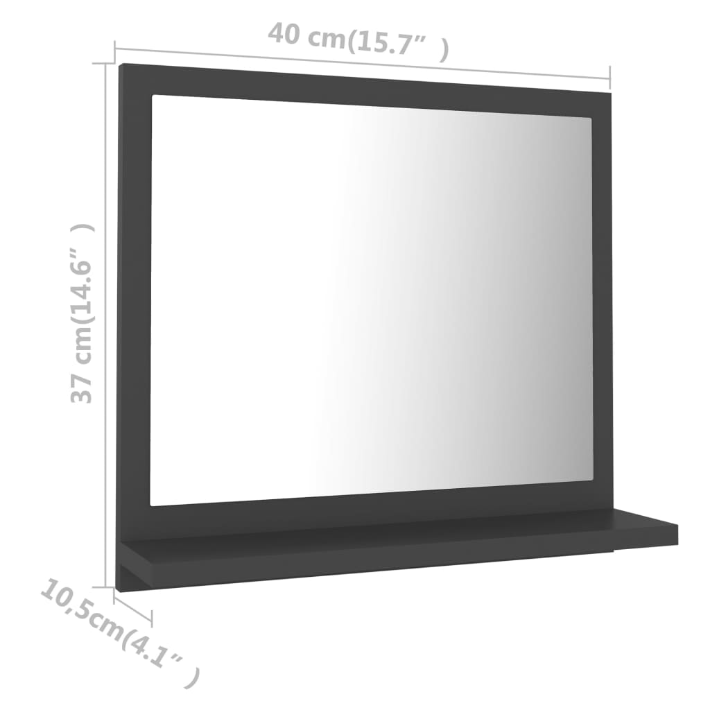 Badspiegel Grau 40×10,5×37 cm Spanplatte