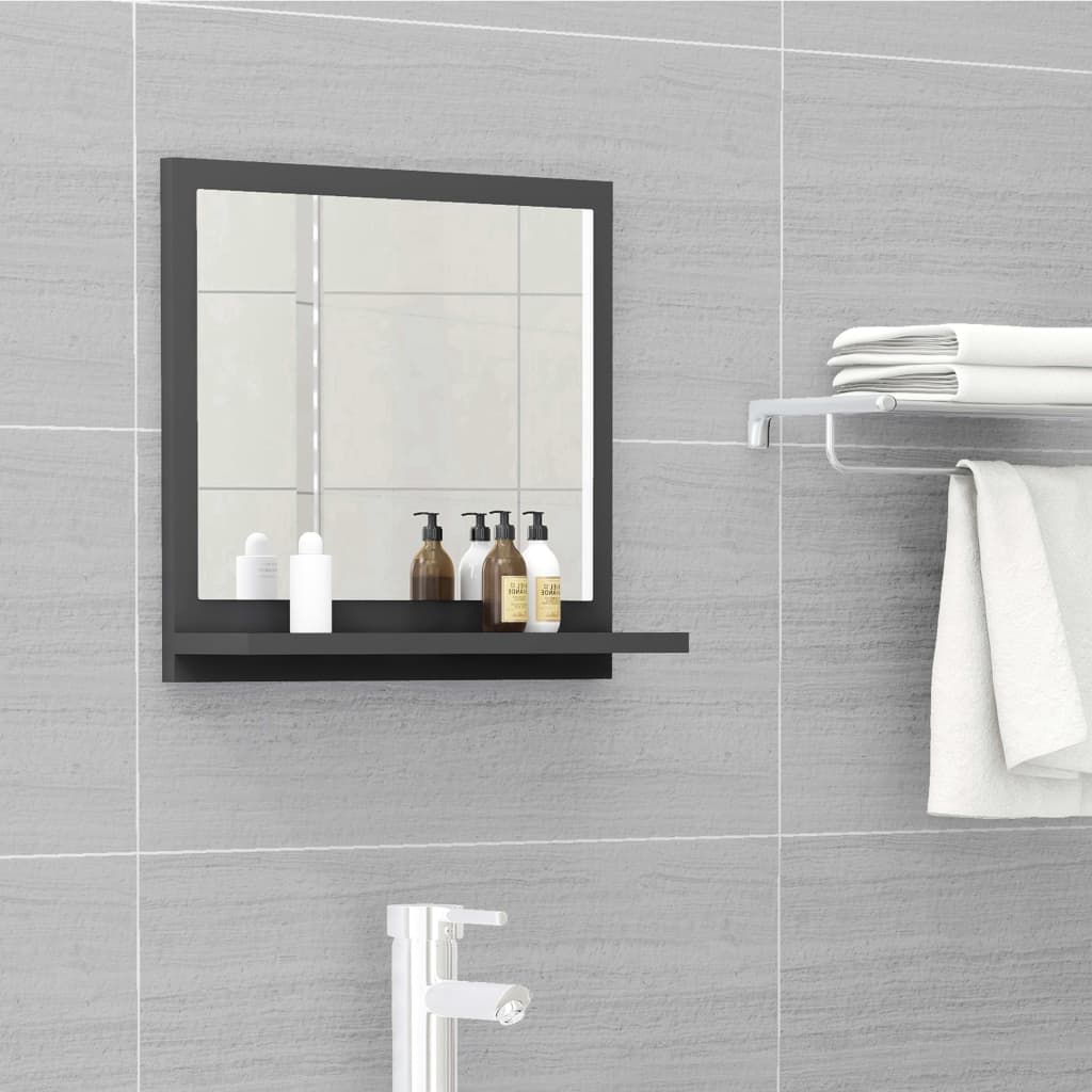 Szürke forgácslap fürdőszobai tükör 40 x 10,5 x 37 cm 