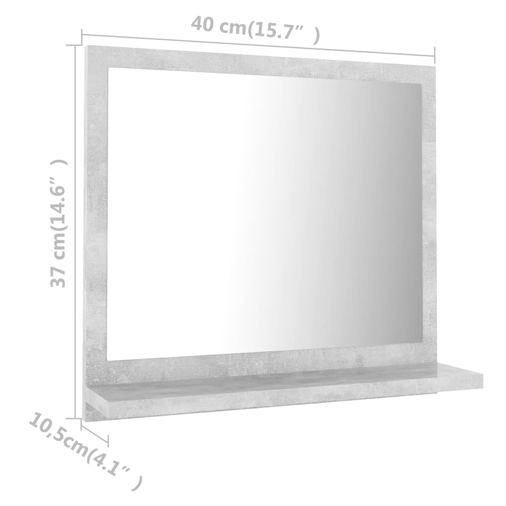 Badspiegel Betongrau 40×10,5×37 cm Spanplatte