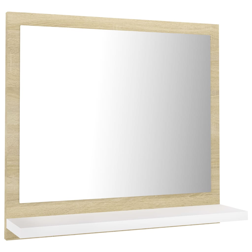 

vidaXL Bathroom Mirror White and Sonoma Oak 15.7"x4.1"x14.6" Engineered Wood