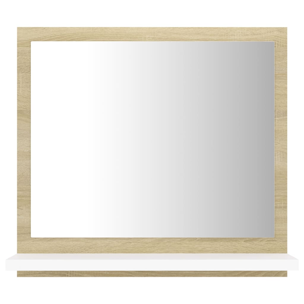  Kúpeľňové zrkadlo, biele a sonoma 40x10,5x37 cm, drevotrieska