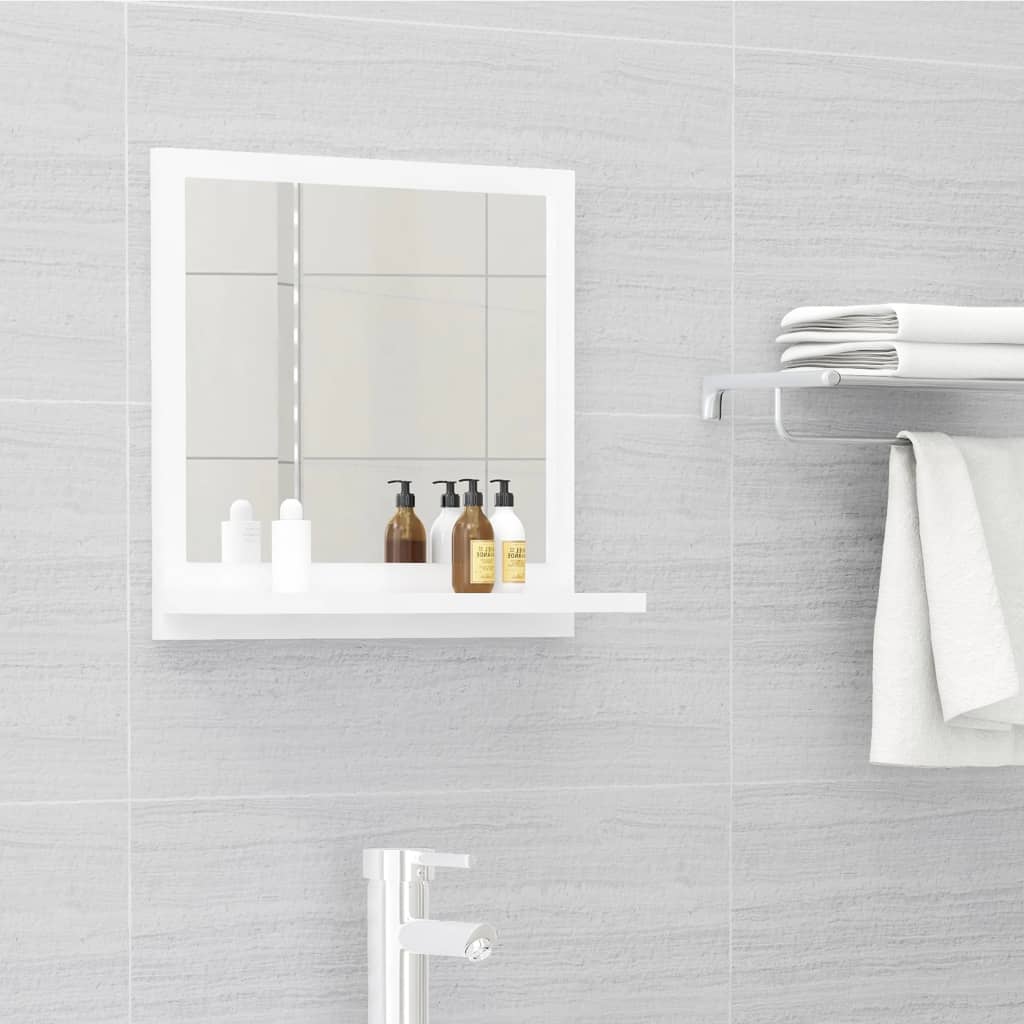 Petrashop  Koupelnové zrcadlo bílé vysoký lesk 40x10,5x37 cm dřevotříska